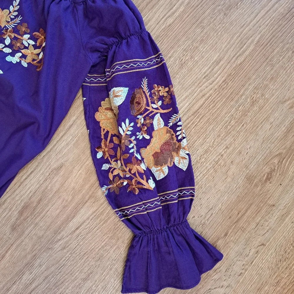 Free People Fleur Du Jour Purple Cotton Mini Dress Size Misses Extra Sma…